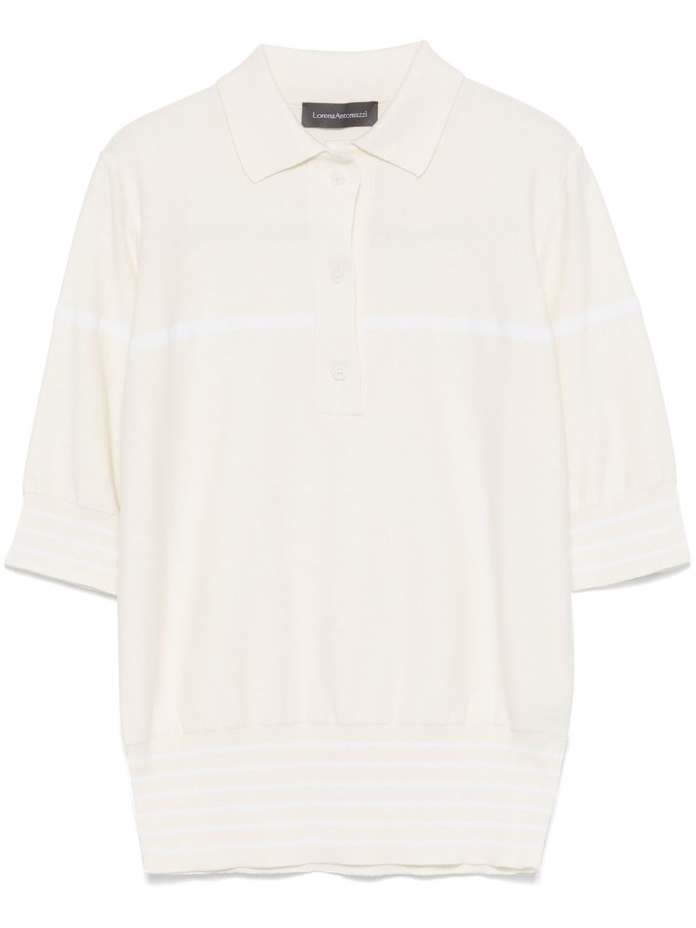 Purl-knit polo top - White