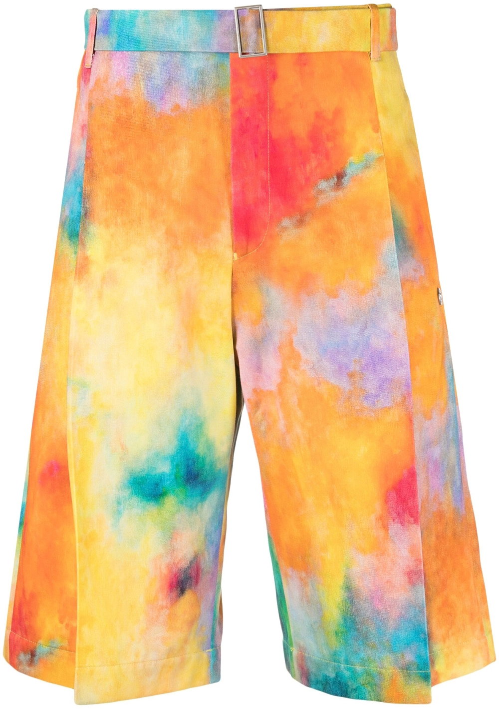 Tie-Dye Cotton Shorts — Orange