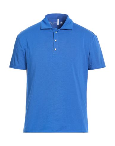 Man Polo shirt Blue Size L Cotton, Elastane