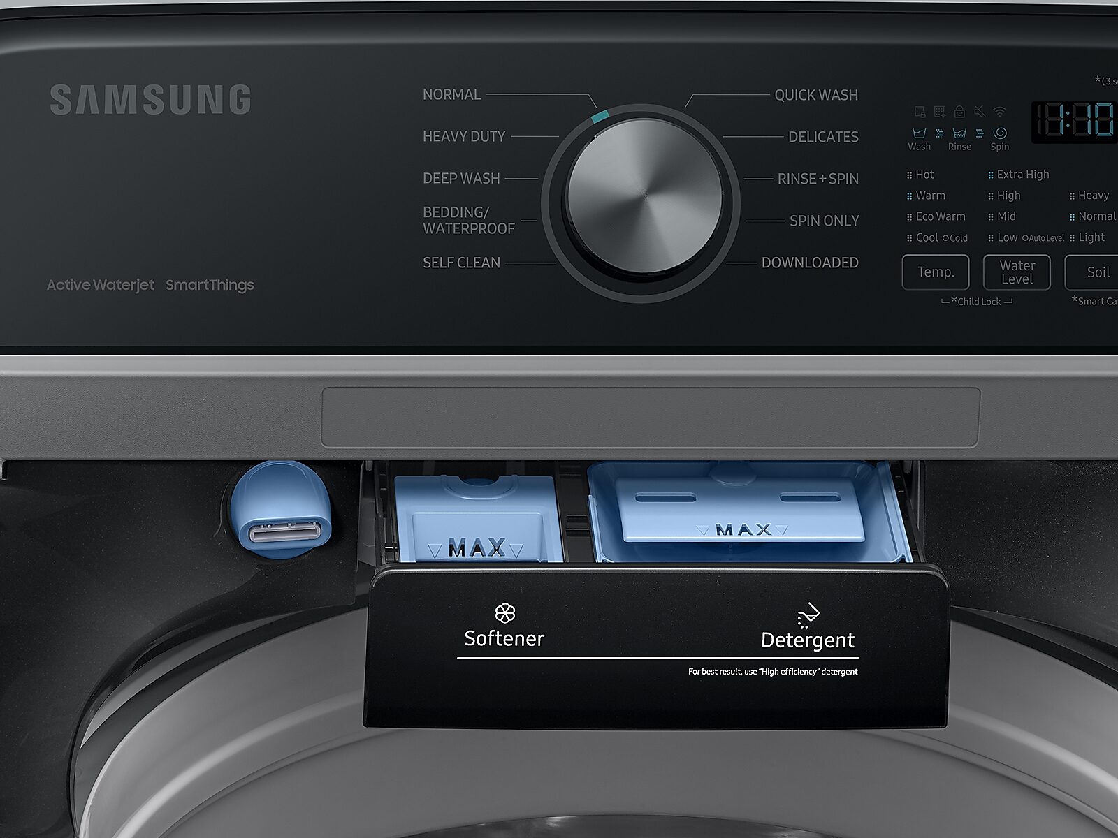 4.6 cu. ft. Large Capacity Smart Top Load Washer with ActiveWave™ Agitator and Active WaterJet in Brushed Black(WA46CG3505AVA4)