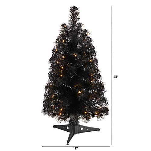 2’ Black Christmas Tree with 35 LED Lights