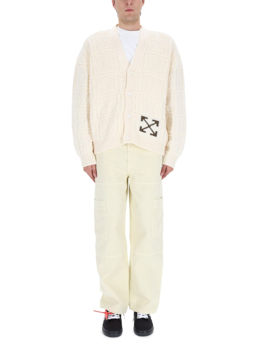 Arrow 3d Wool Cardigan Knitwear Beige