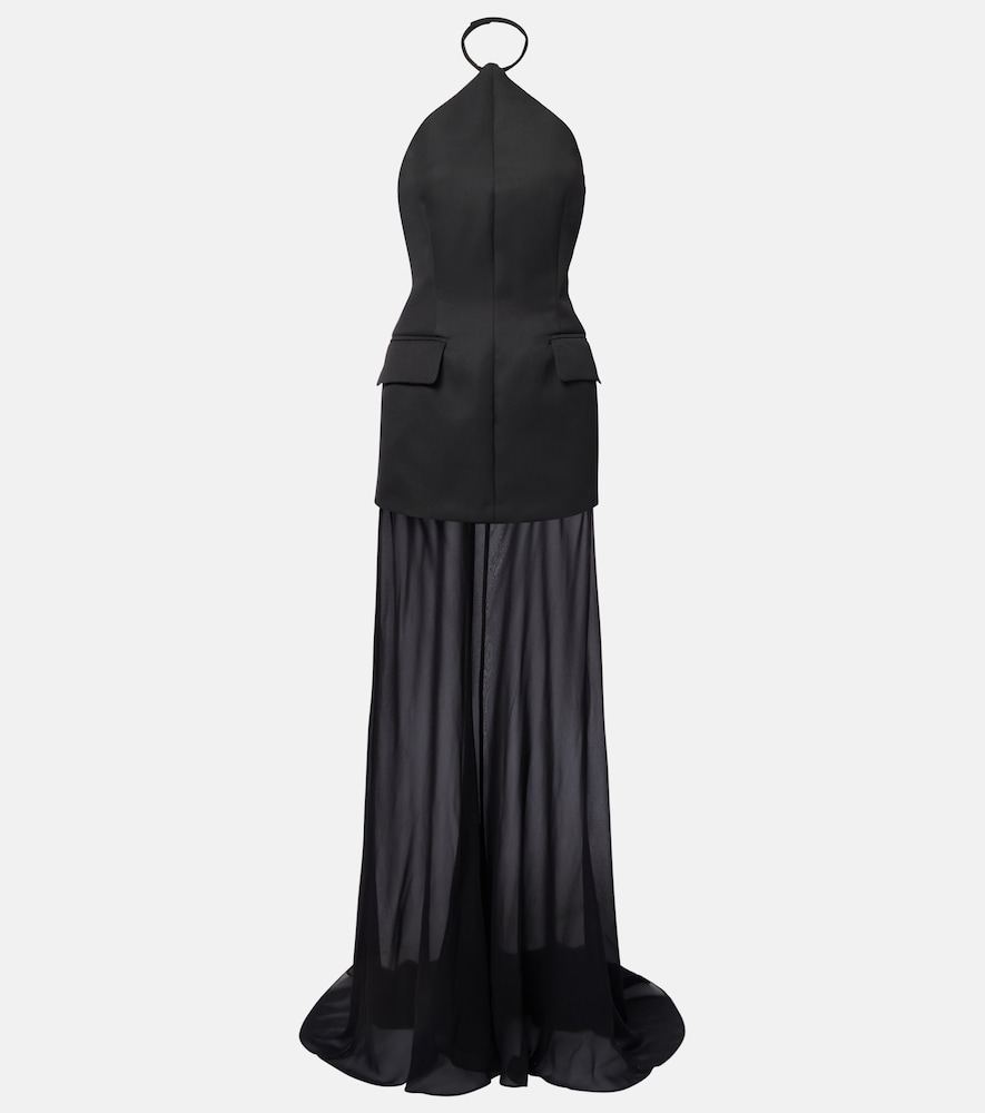 Pinne silk-trimmed maxi dress