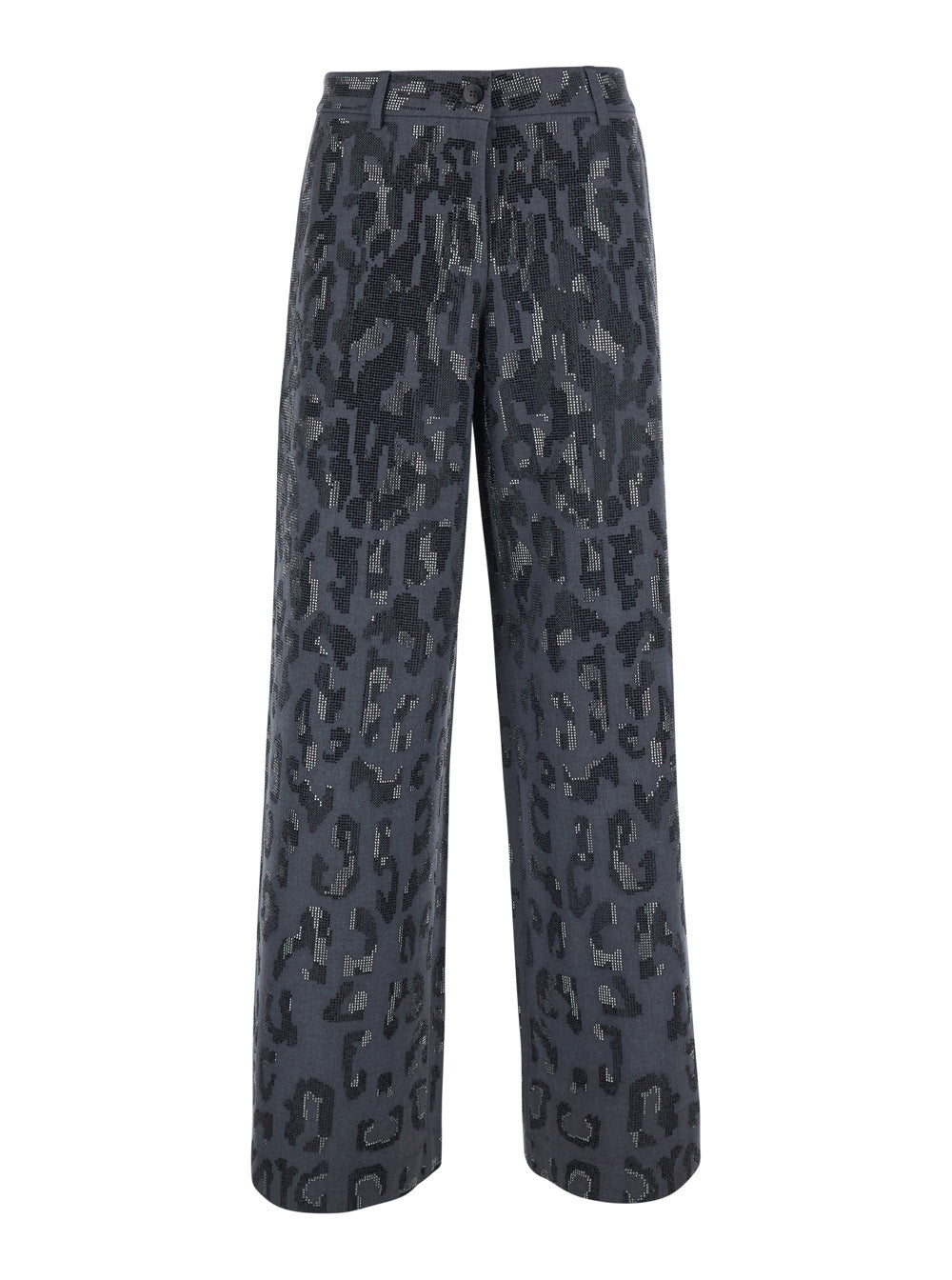 High-Waist Tech Polyester Trousers — Gray