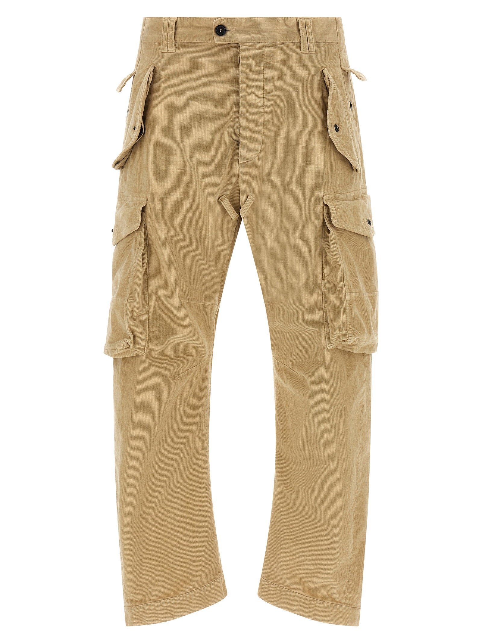 Multi-Pocket Corduroy Cargo Pants — Camel