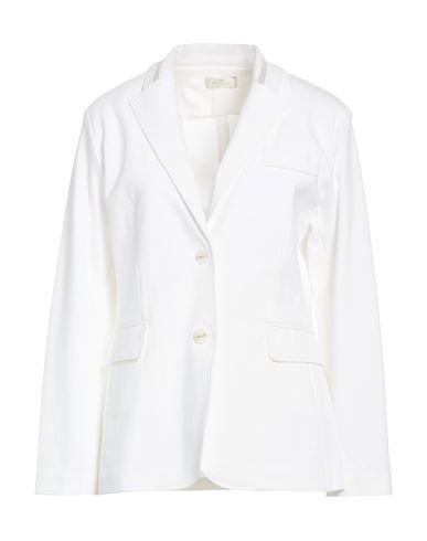 Woman Blazer White Size 6 Cotton, Polyamide, Elastane