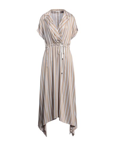 Woman Maxi dress Khaki Size 12 Viscose, Silk, Cotton