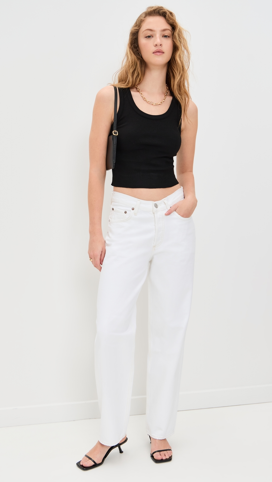 Shrunken Poppy Tank Black