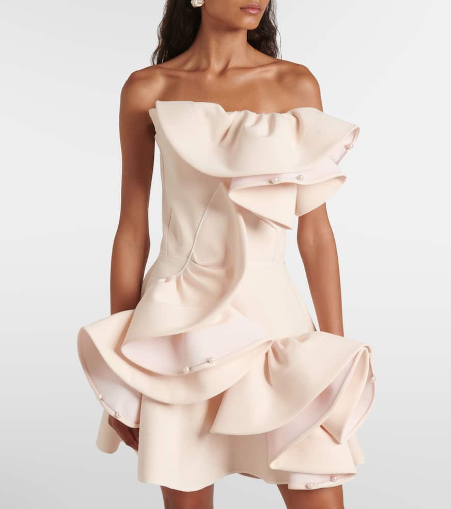 Bridal embellished ruffled minidress