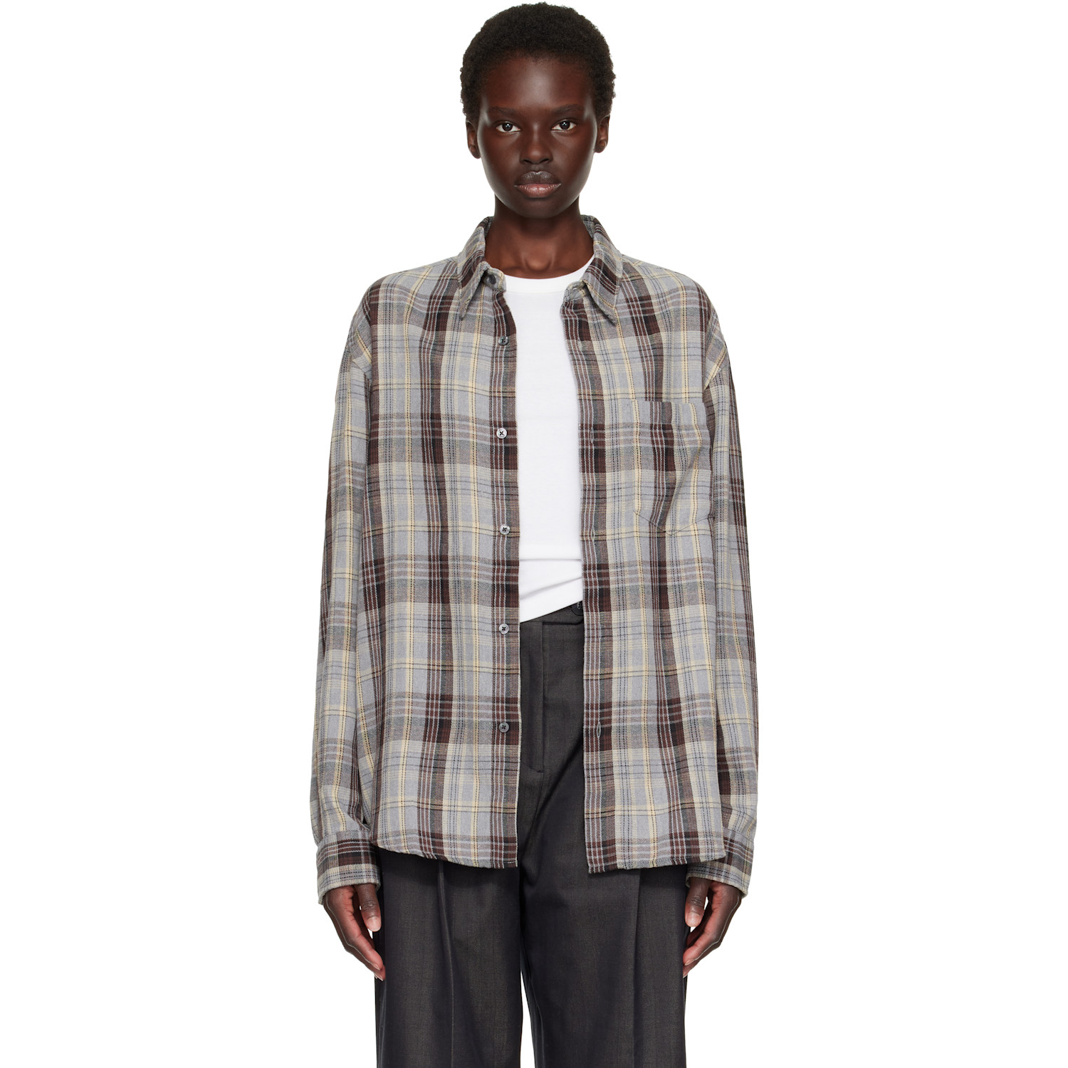 Gray & Brown Flannel Shirt