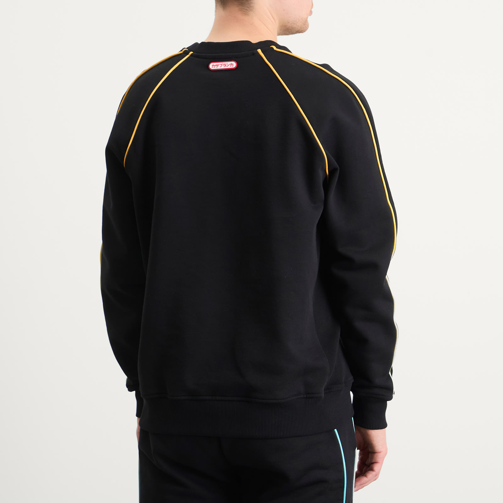 Men's Black Loopback Gradient Piping Raglan Sweatshirt