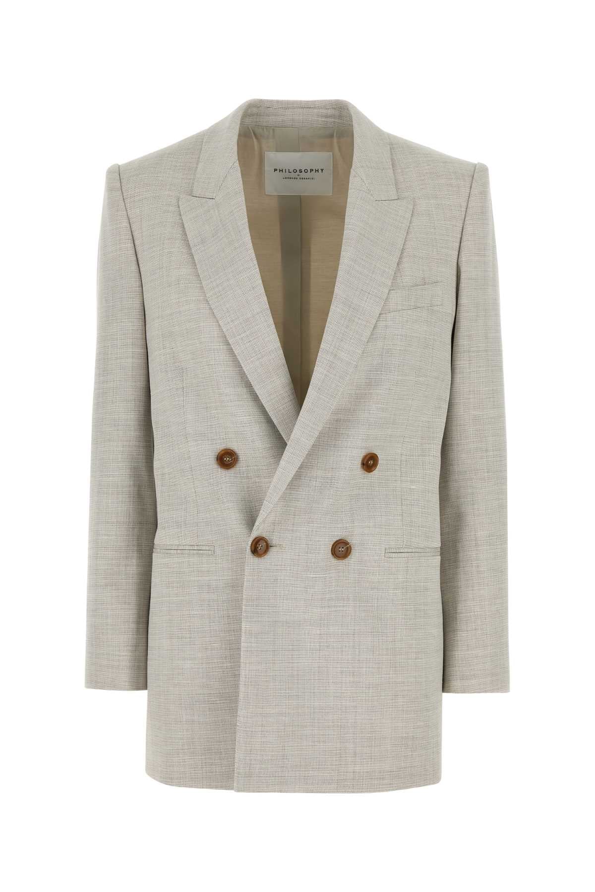 Stretch Wool Blend Blazer — Gray