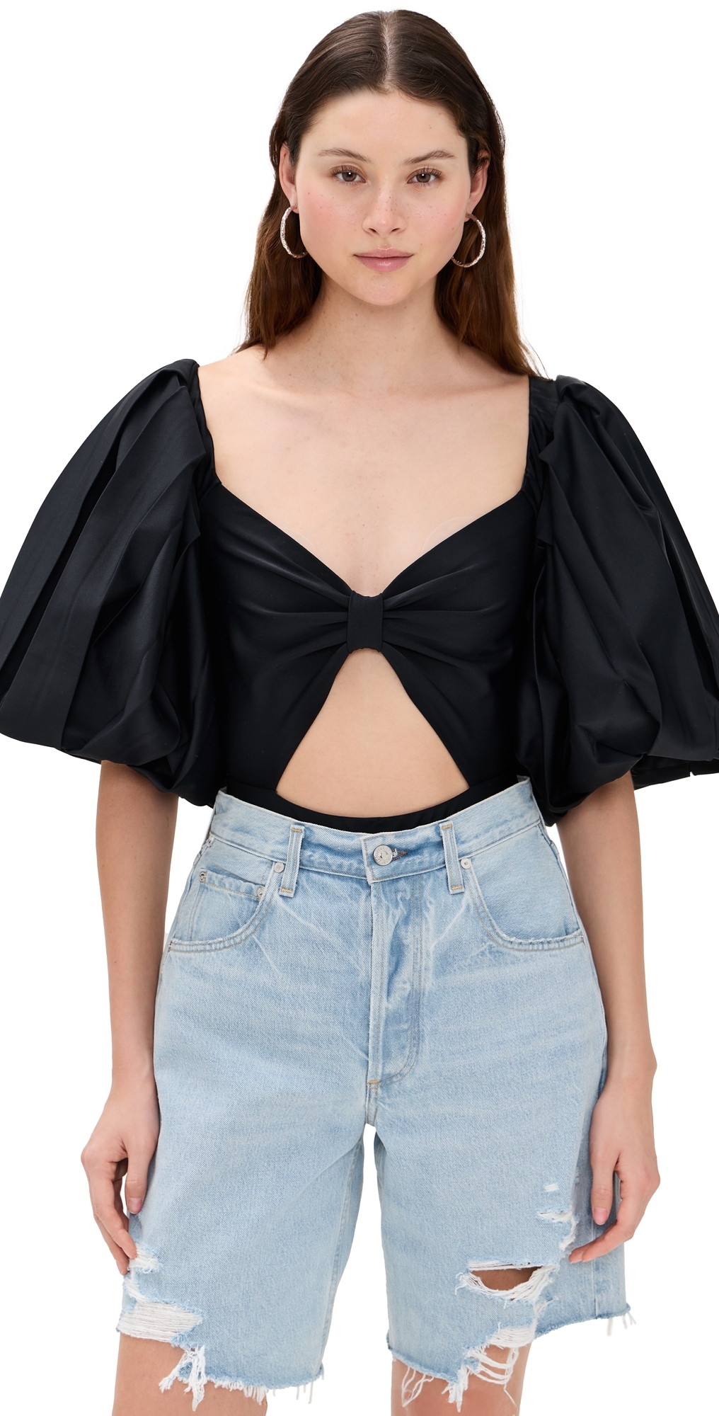 Fe Noel Puff Sleeve Bodysuit Black