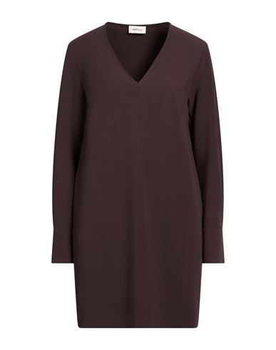 Woman Mini dress Dark brown Size 10 Polyester, Viscose, Elastane