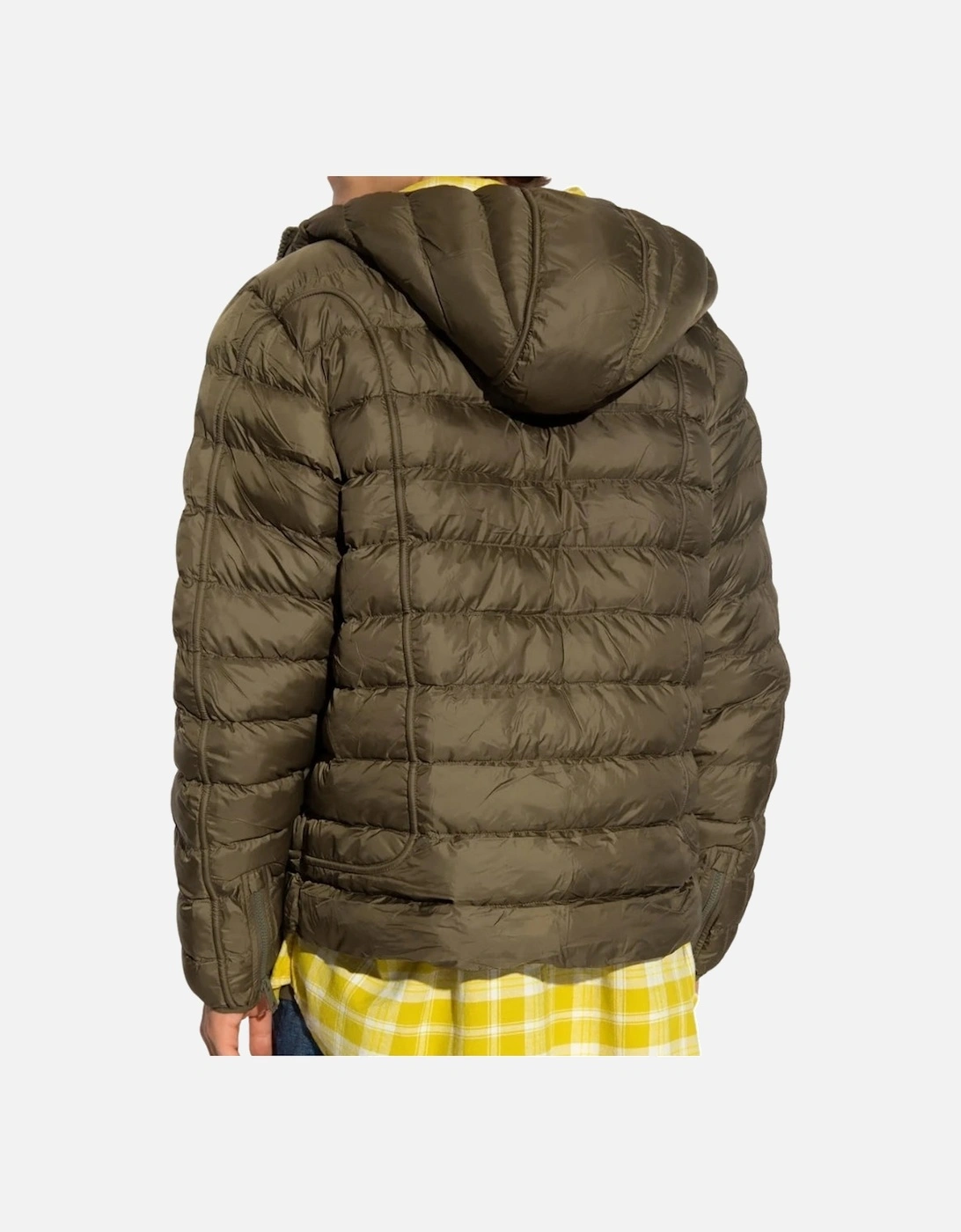 Men's Diesel Plain Khaki Green Padded Hooded Jacket - Tan - Size: 40/Regular