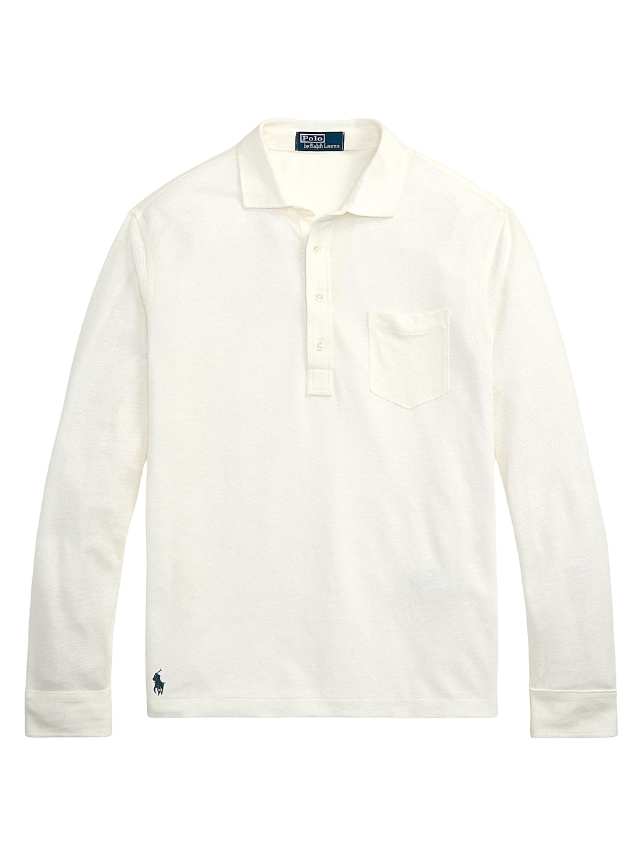 Men's Linen Mesh Polo Shirt - Deckwash White