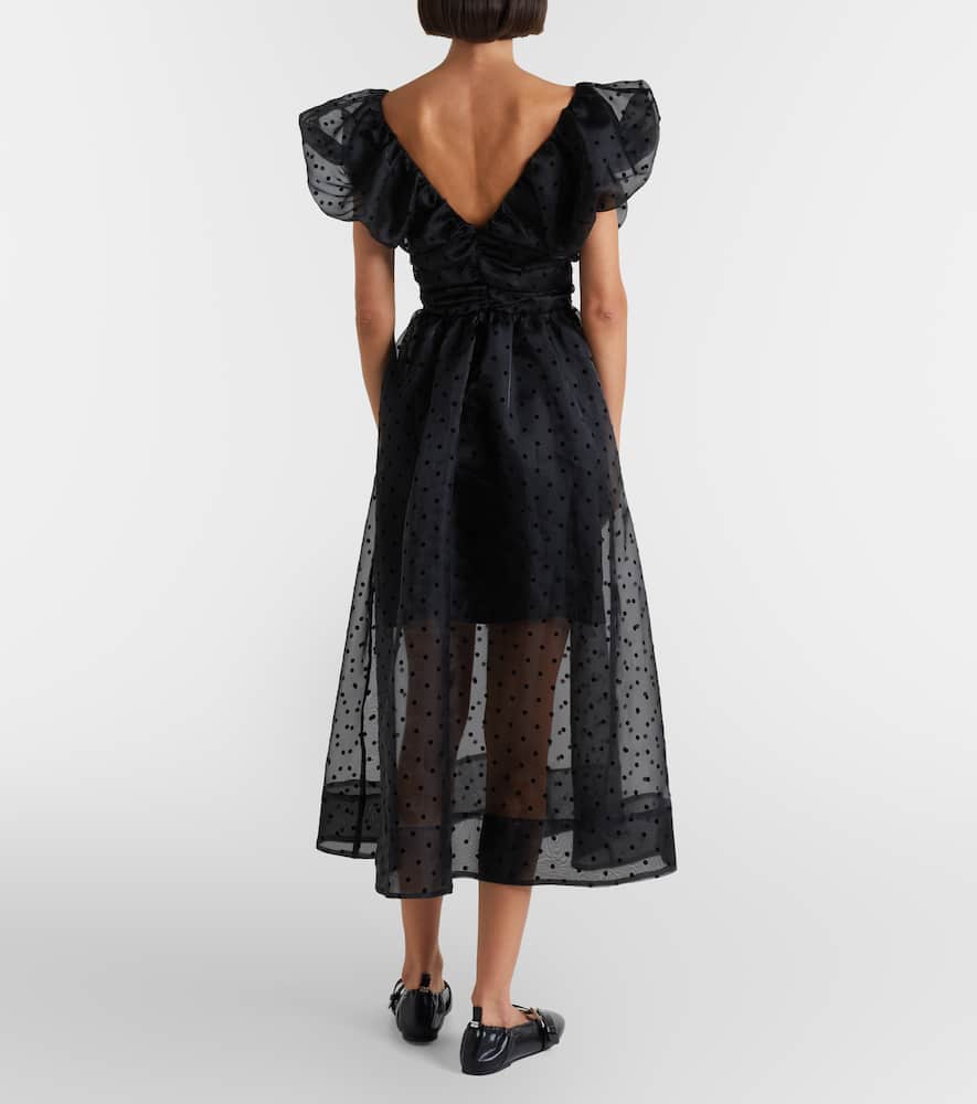 Polka-dot organza midi dress