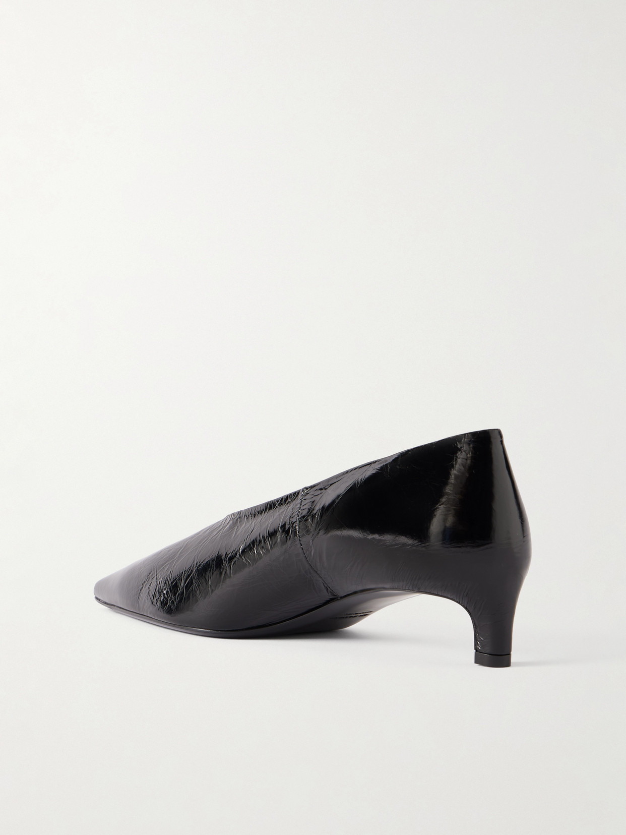 Crinkled Patent-leather Pumps - Black