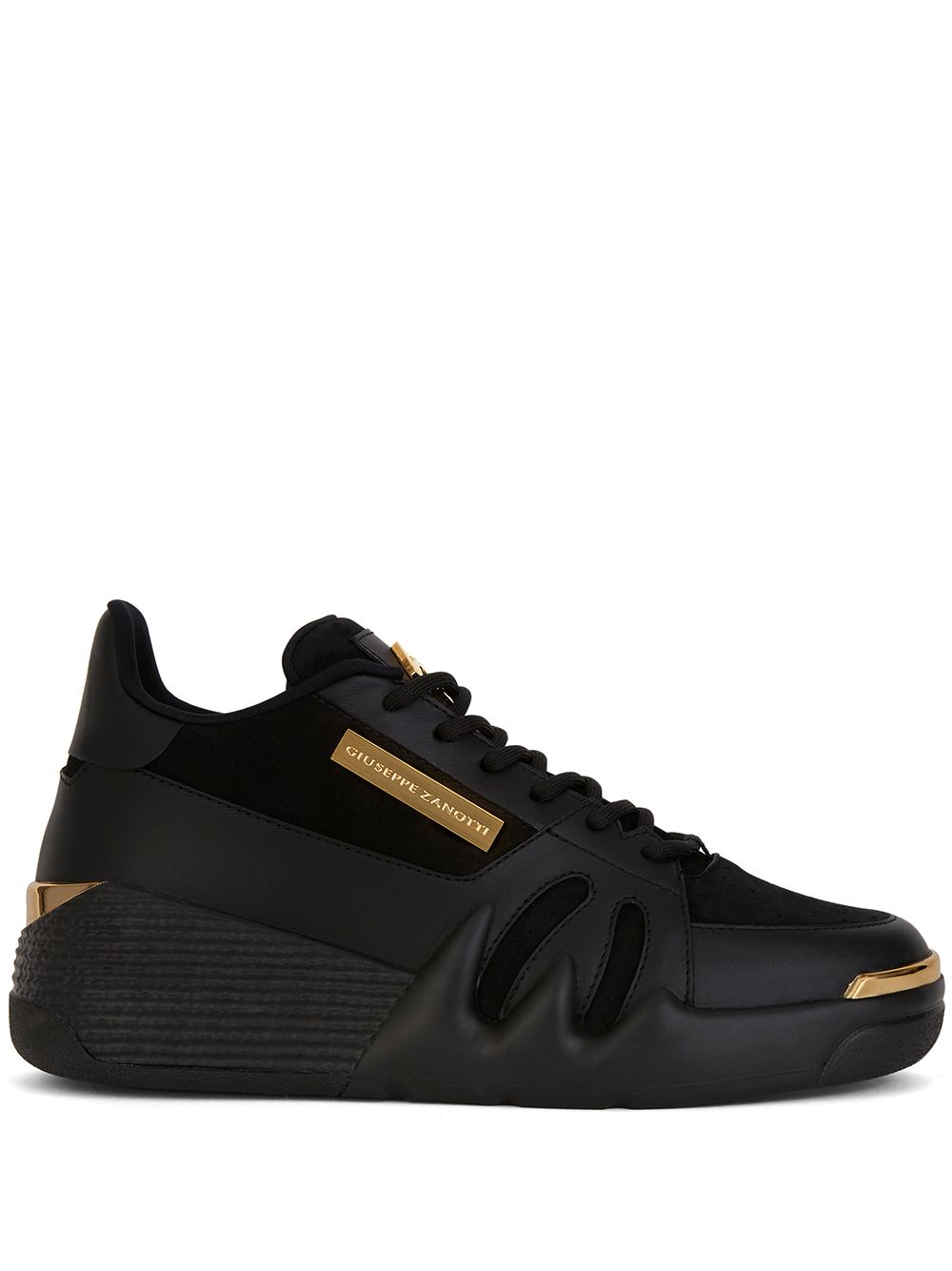 Tonal panelled perforated sneakers - Black