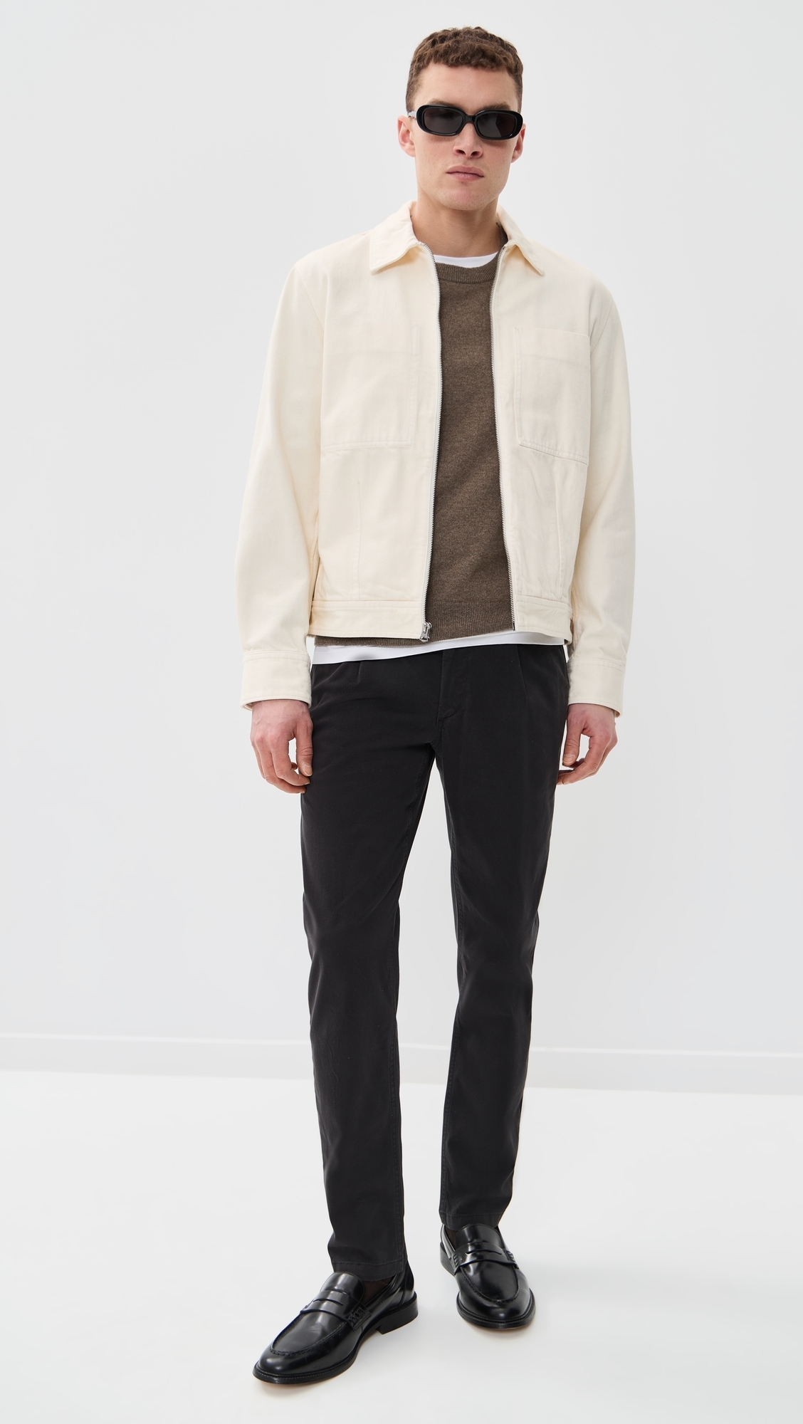 Evan Pleated Chino Pants Black