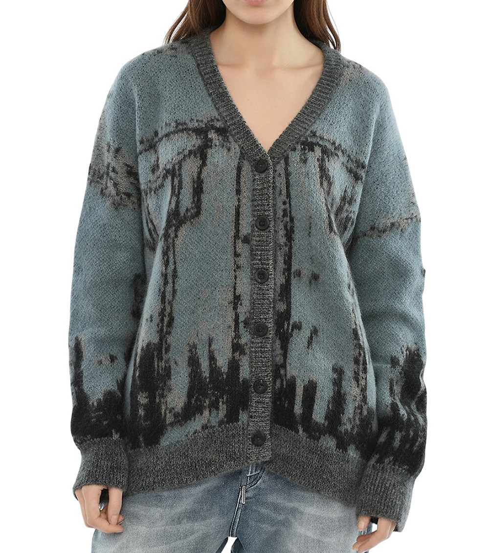 M-rodi Patterned Intarsia-knit Cardigan