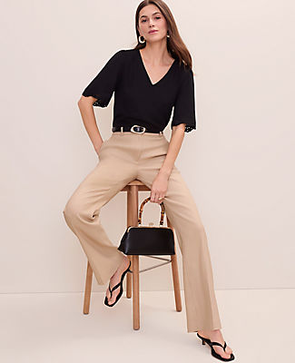 Ann Taylor The Petite High Rise Trouser in Linen Blend