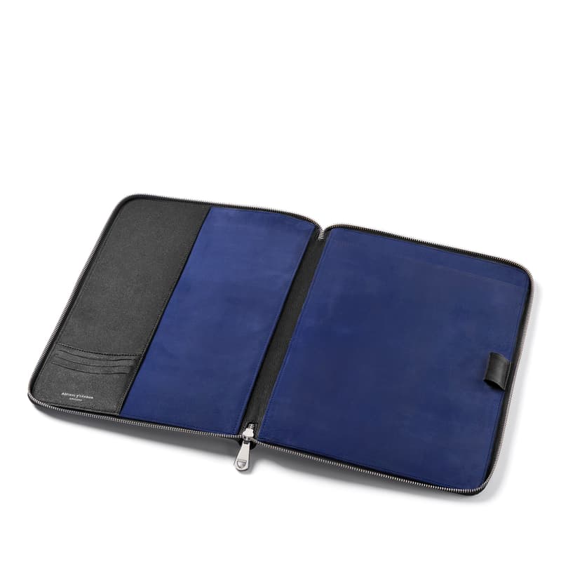 A4 Executive Zipped Padfolio in Black Saffiano