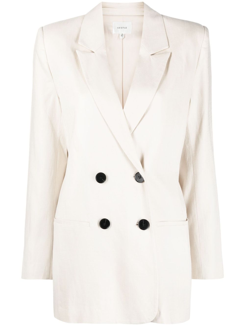 Double-breasted lyocell blazer - Neutrals