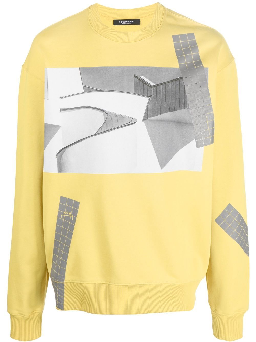 Grid graphic print sweatshirt - Yellow