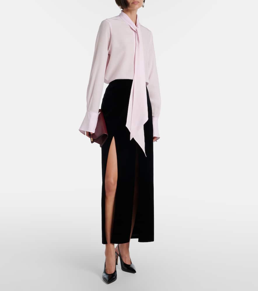 Lavalliere silk crêpe de chine shirt