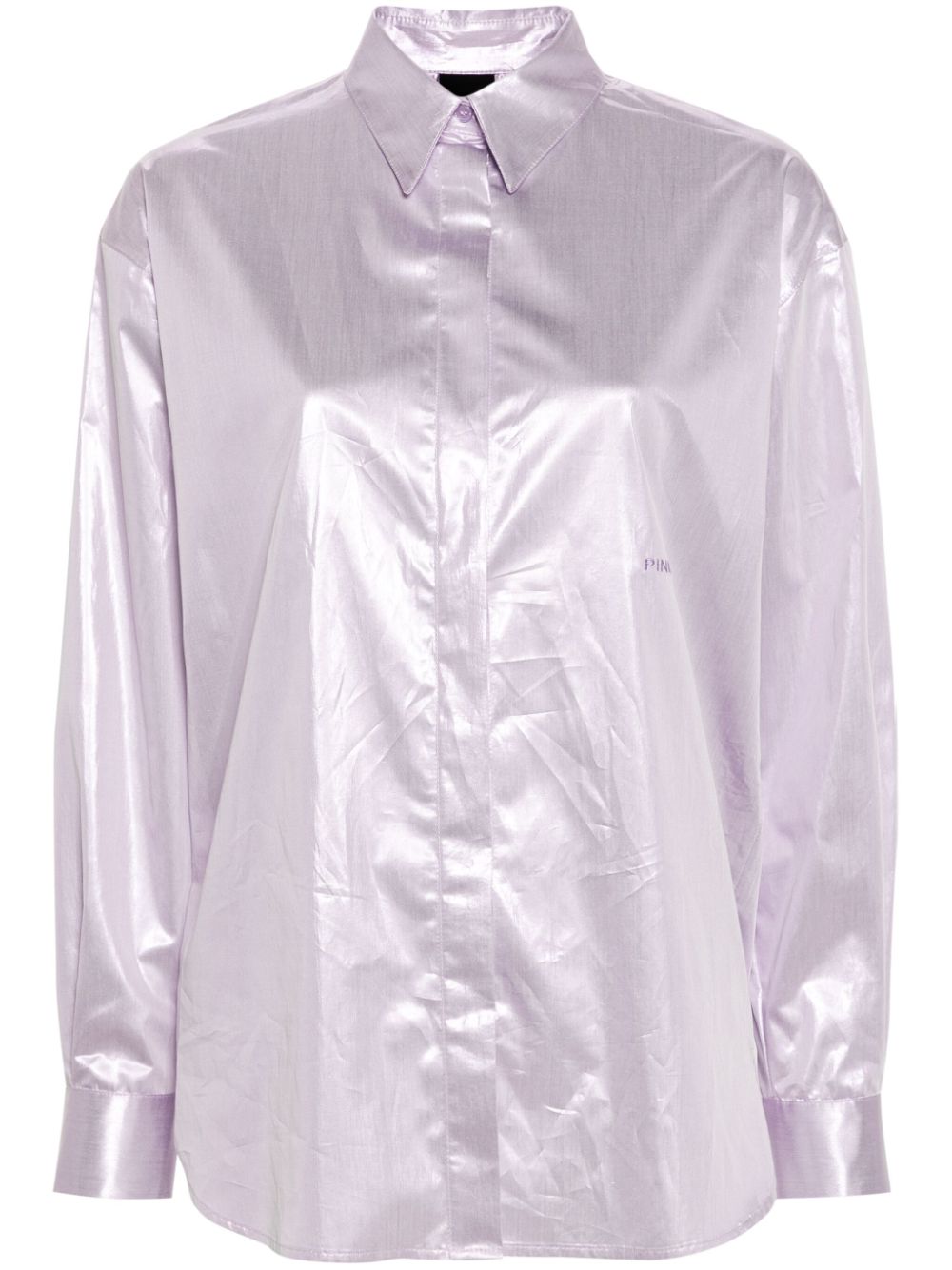 Logo-embroidered metallic shirt - Purple