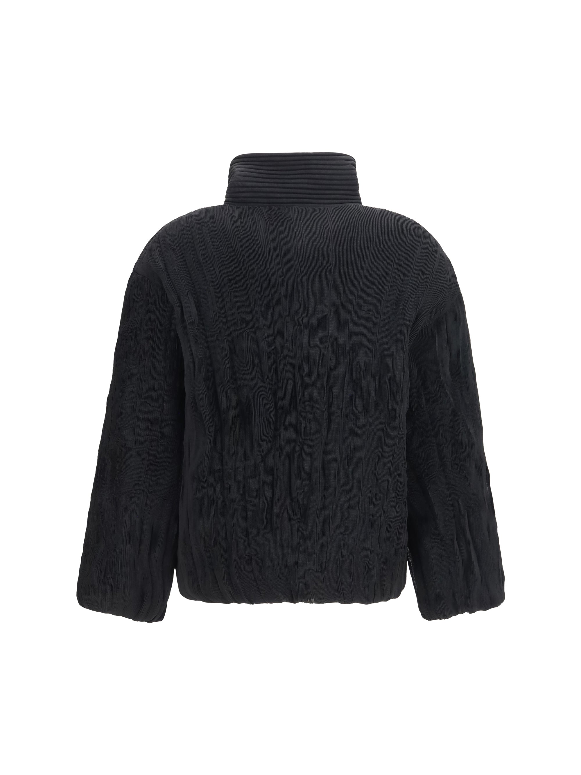 Striped Velvet-Effect Polyester Jacket — Black