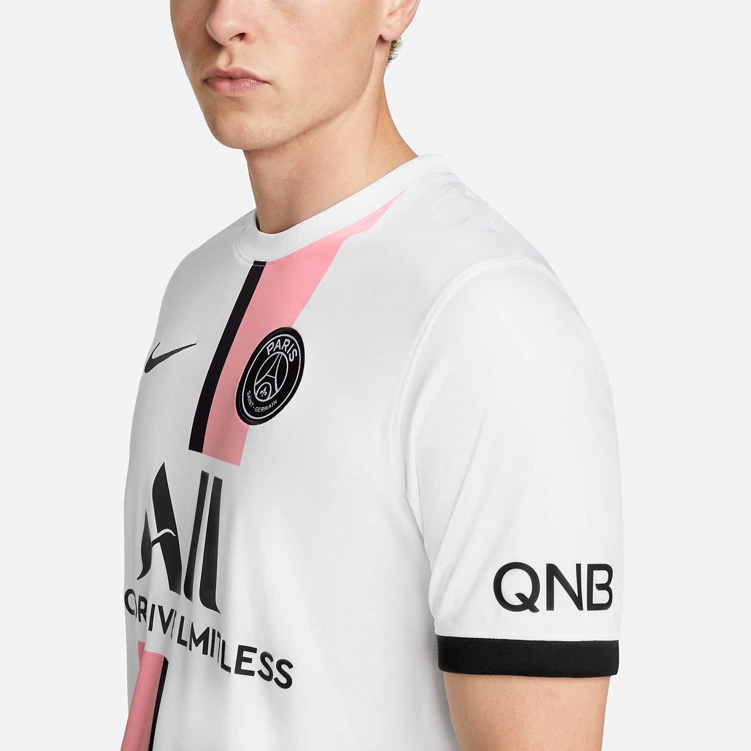 psg white and pink shirt