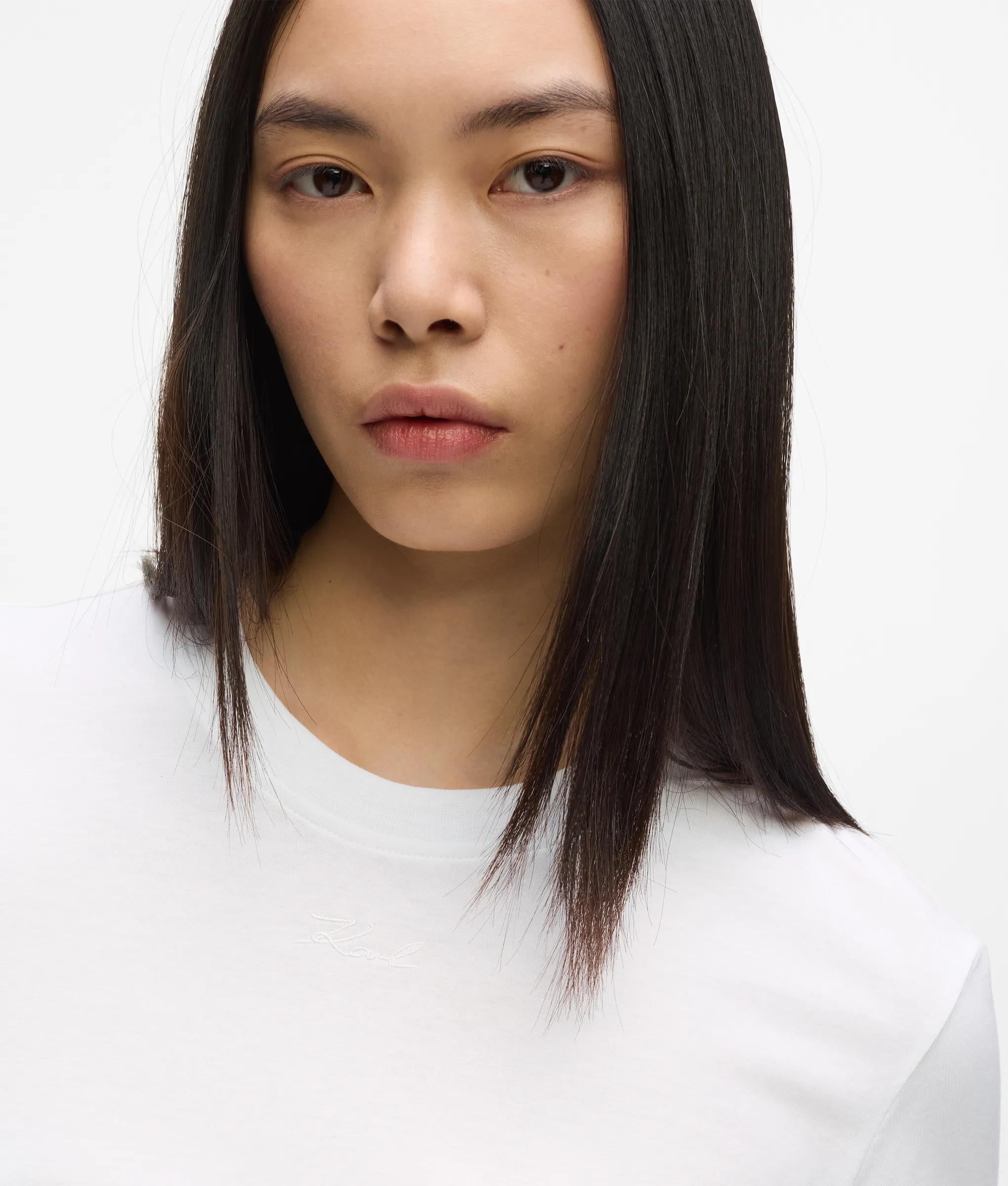 Karl Lagerfeld - Signature Regular-fit T-shirt, Damen, Weiss, Größe