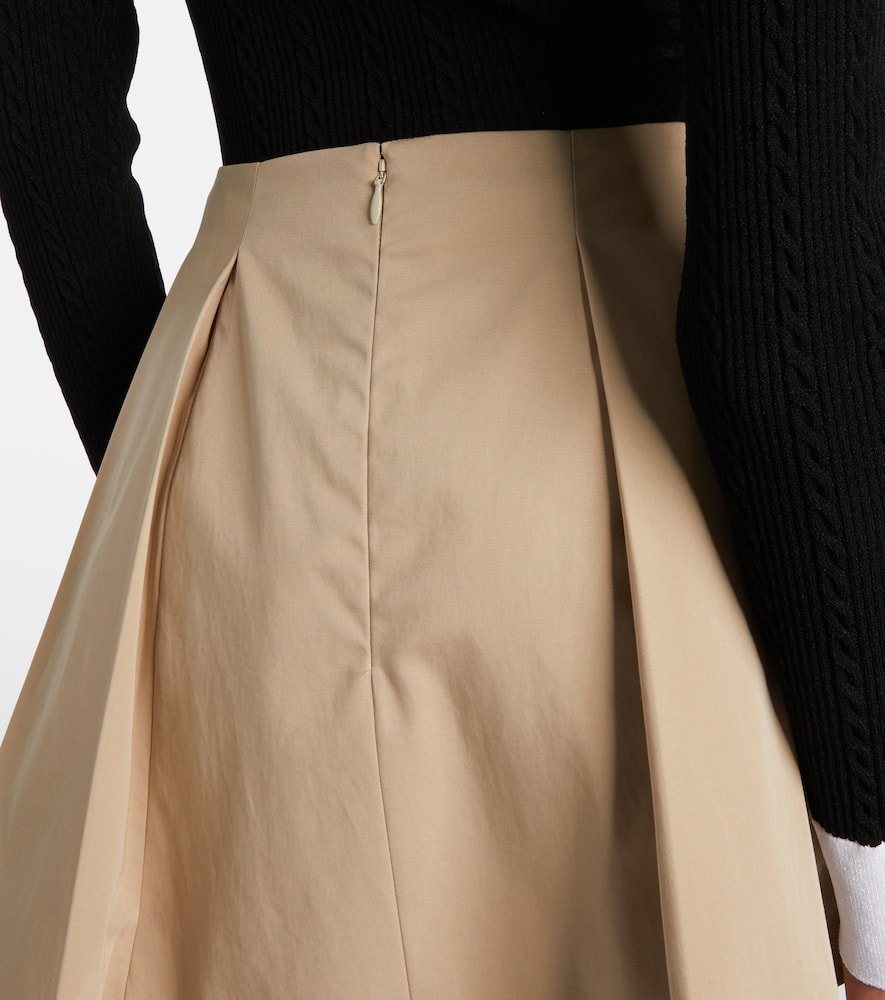 Pleated cotton gabardine miniskirt