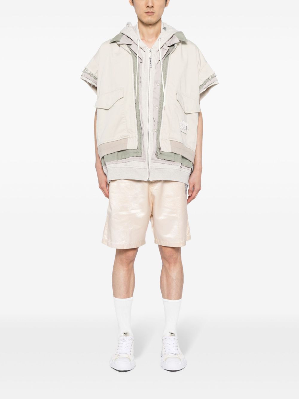 Logo-tag satin shorts - Neutrals