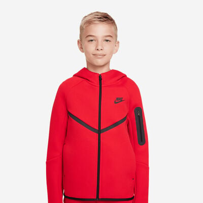 Big Kids' Tech Fleece Full-Zip Hoodie in Red