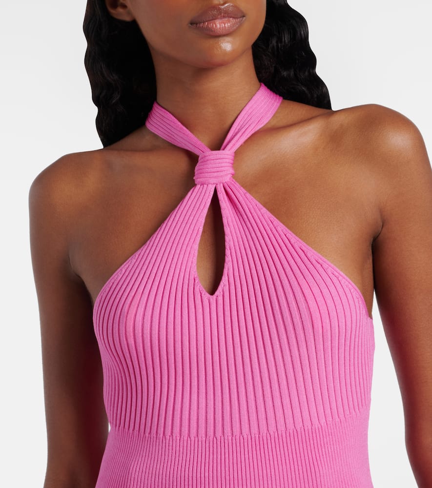 Andrea ribbed-knit halterneck top