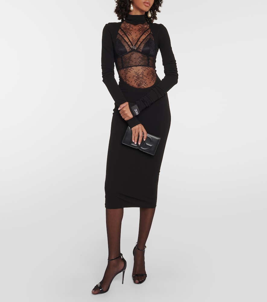 Dolce & Gabbana Chantilly lace and jersey midi dress