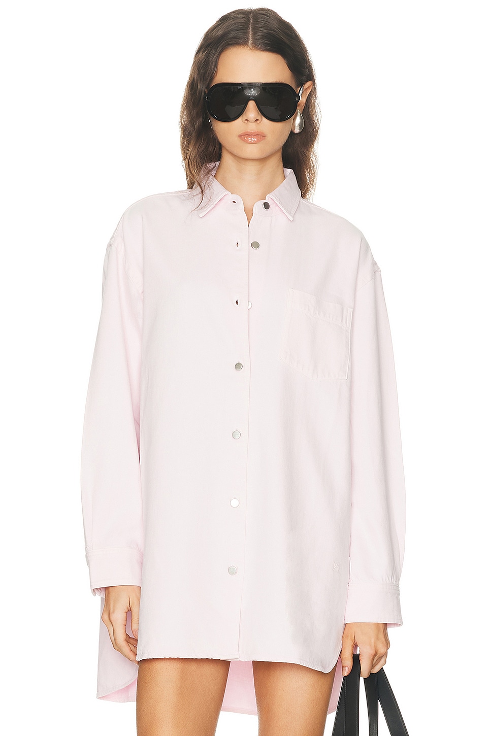 AGOLDE X Maria McManus A-Line Denim Top in Stone Wash Powder Pink - Pink. L also in M