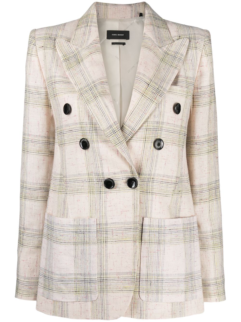 Lenora check-print double-breasted jacket - Neutrals