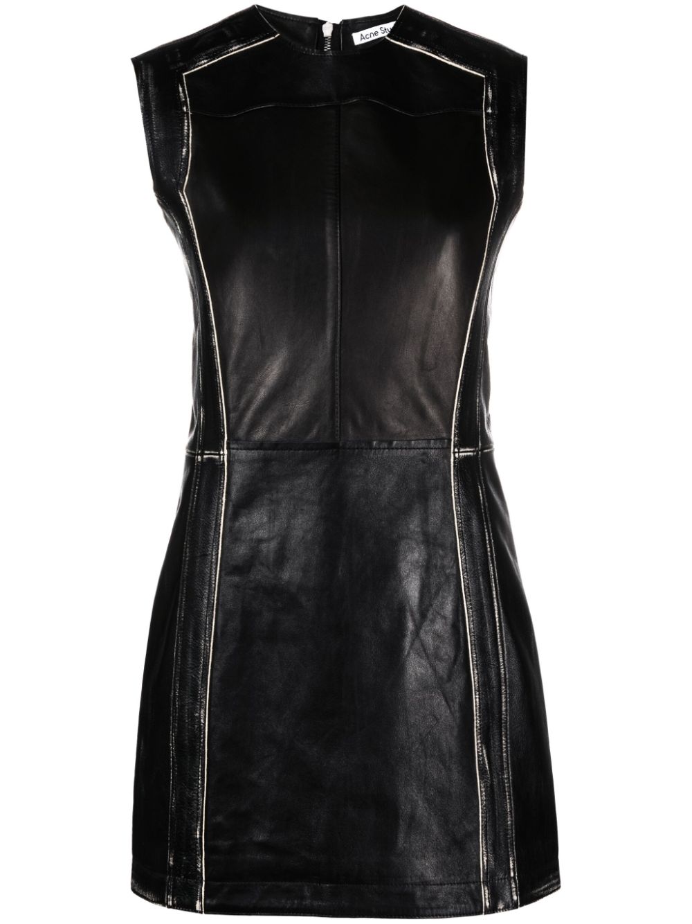 Sleeveless leather minidress - Black