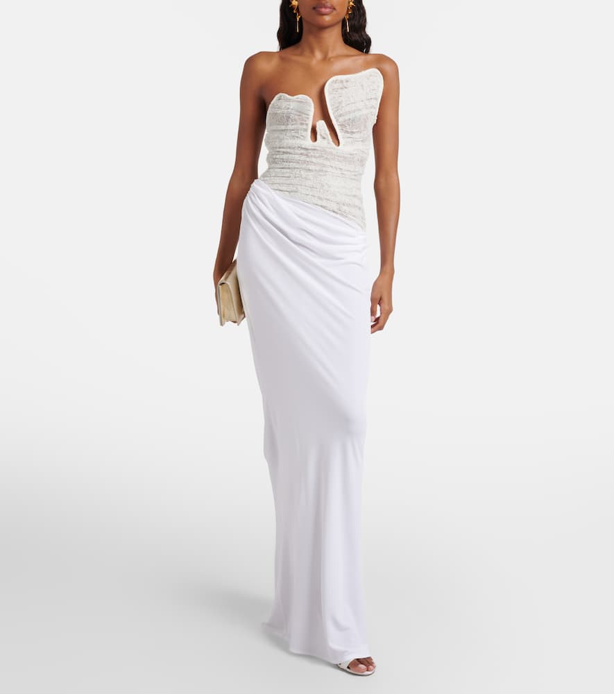 Salacia ruched lace and jersey gown