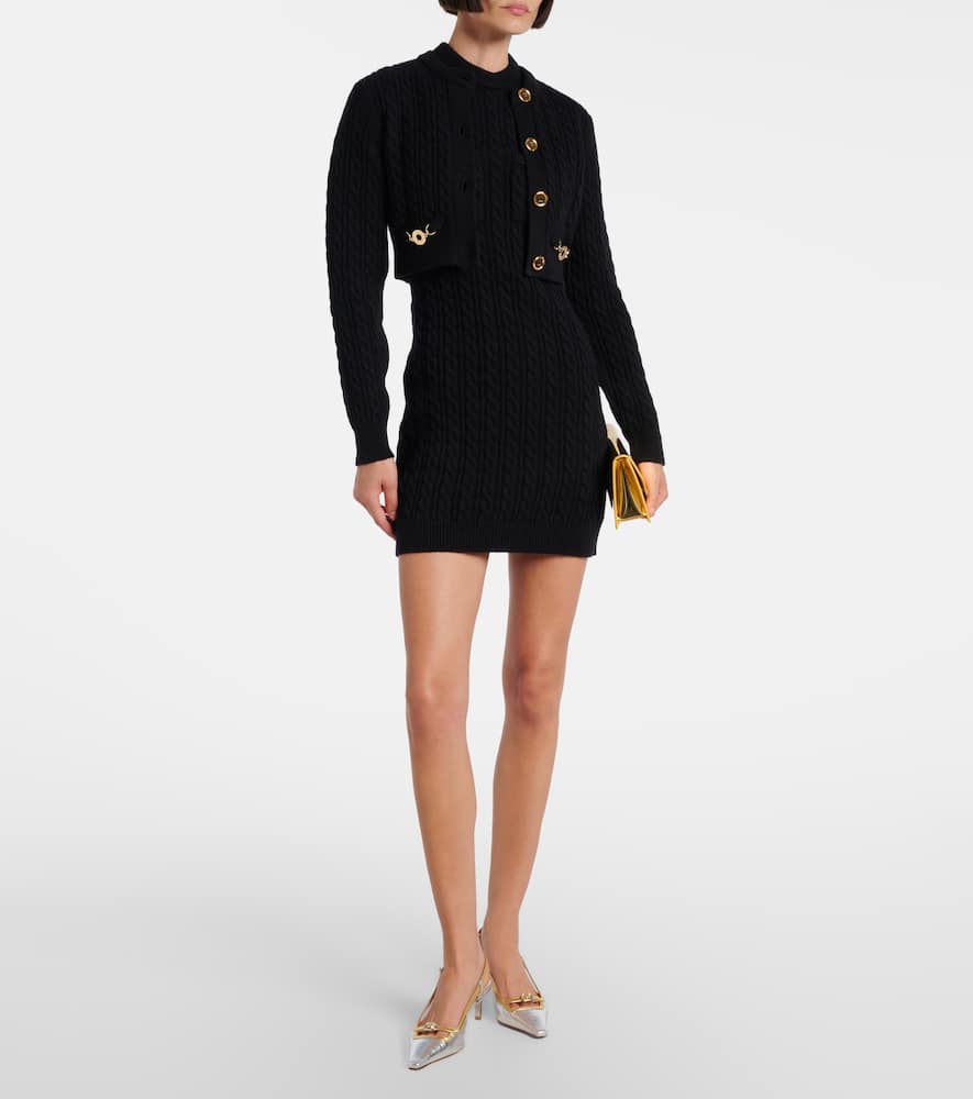 Cable-knit wool and cashmere cardigan