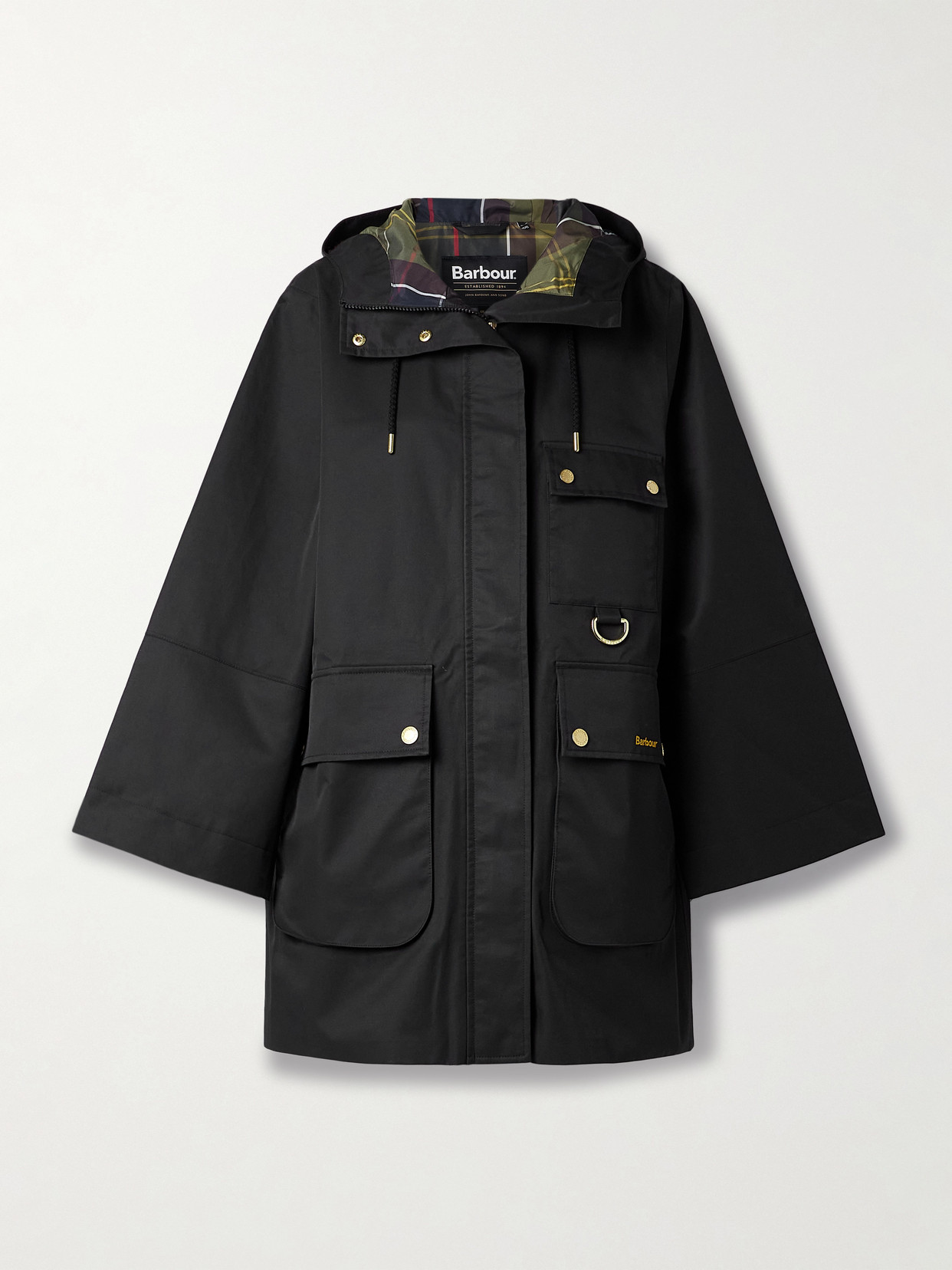 Arla Hooded Waxed Cotton-blend Coat - Black