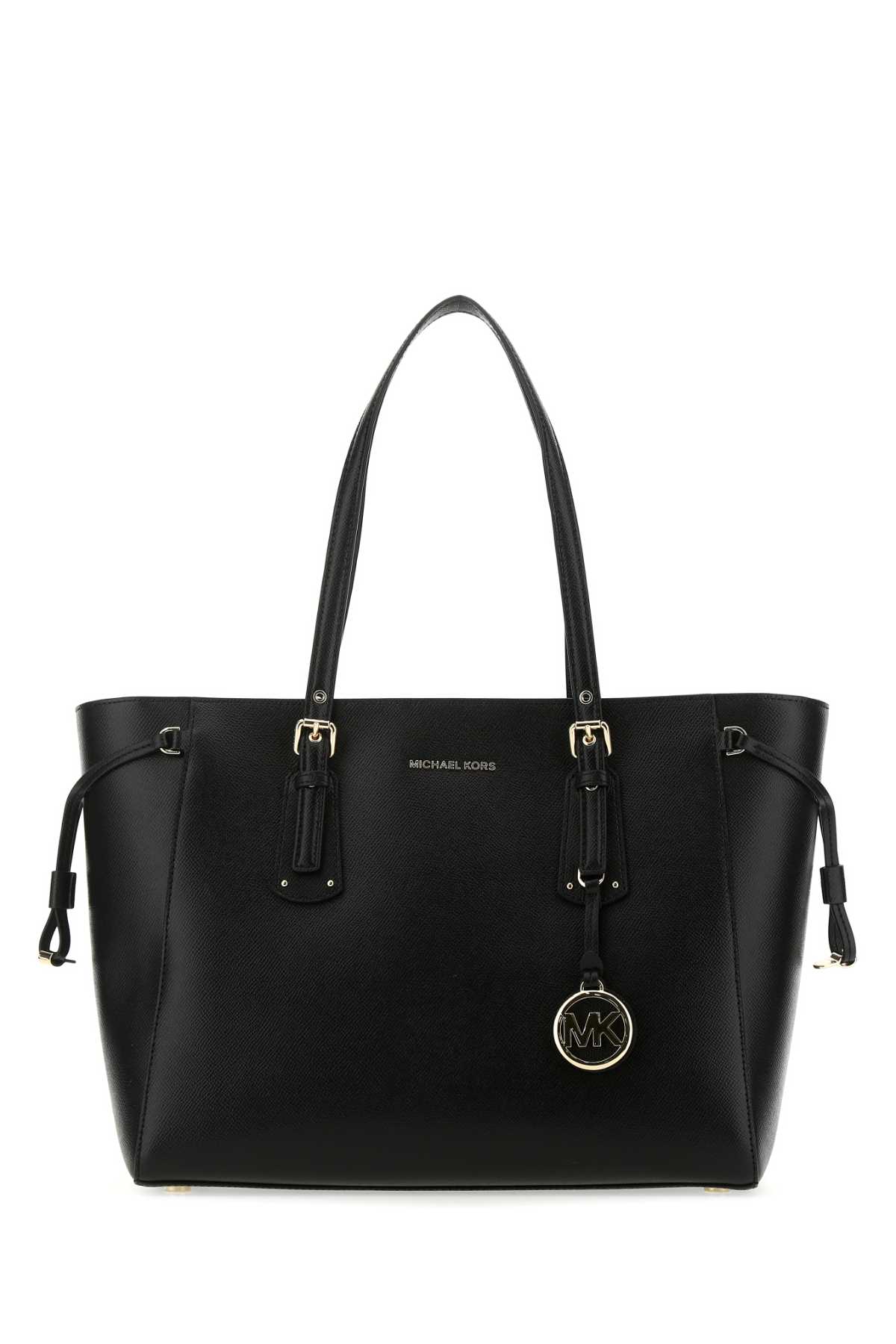 Black Leather Voyager Shoulder Bag