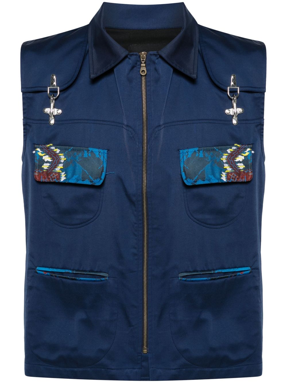 Sleeveless twill waistcoat - Blue
