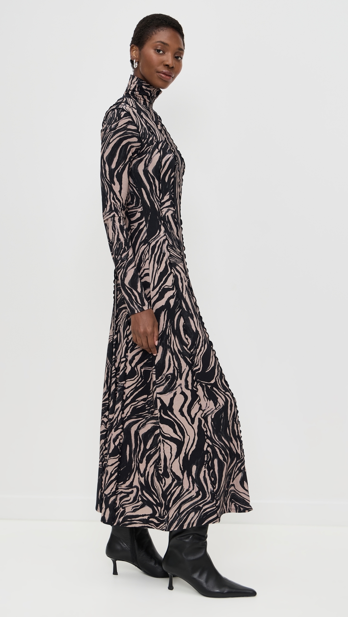 Mabel Dress in Marble Jersey Fawn Multi