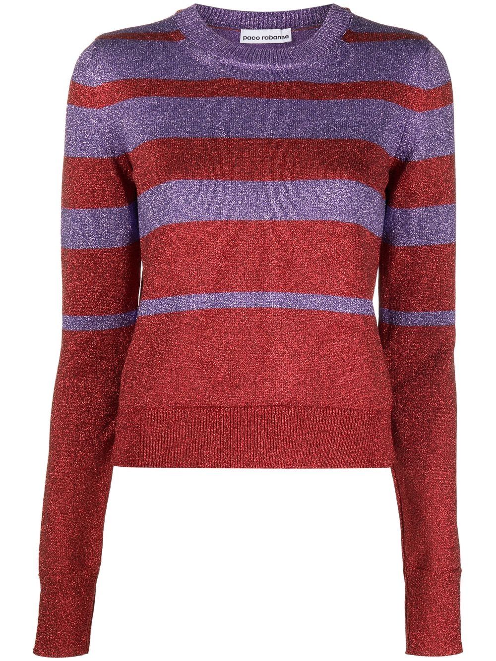 Striped crew-neck jumper - Purple