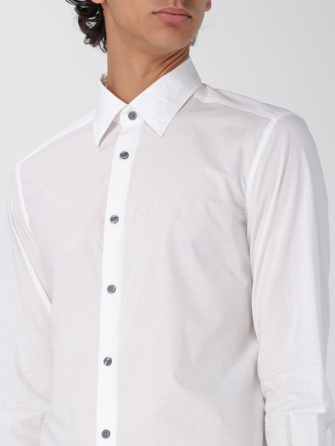Emporio Armani jacquard-logo cotton shirt - Blue